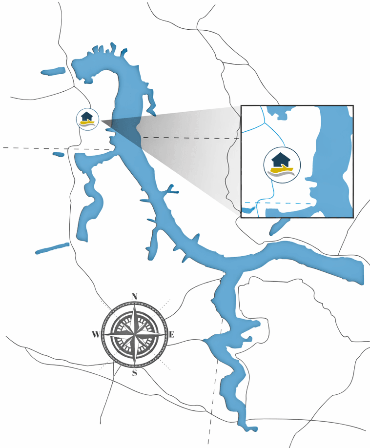 Map showing Pickwick Lake near Counce Tennessee, Iuka Mississippi, and Florence Alabama