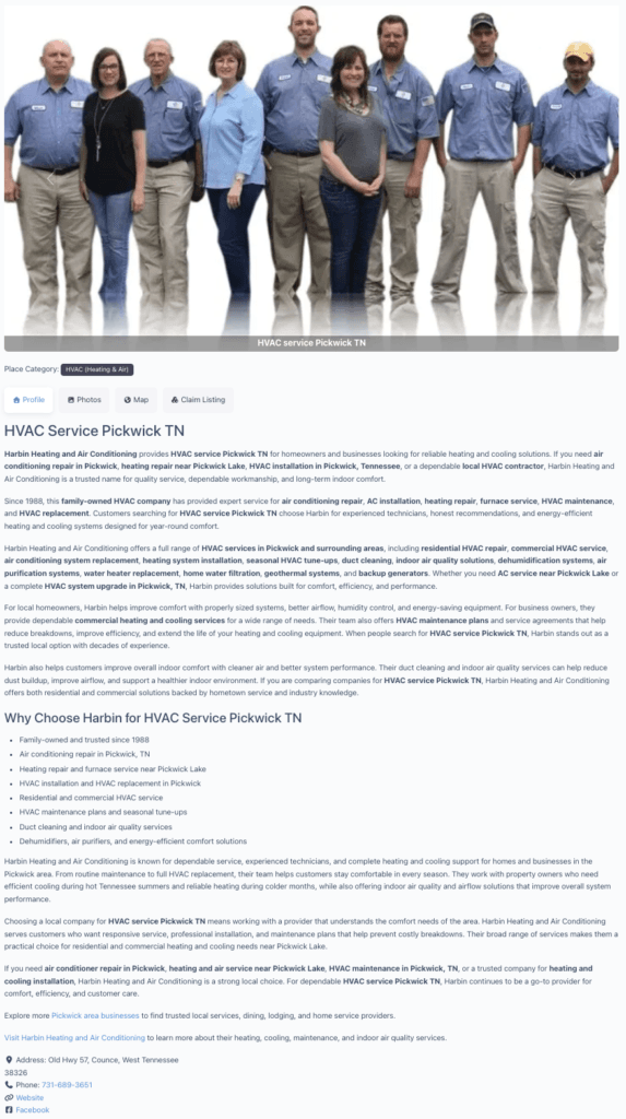 List Your Business on Pickwick Info