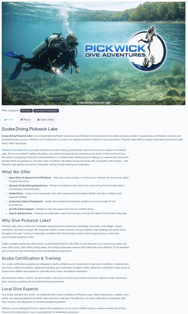 List Your Business on Pickwick Info